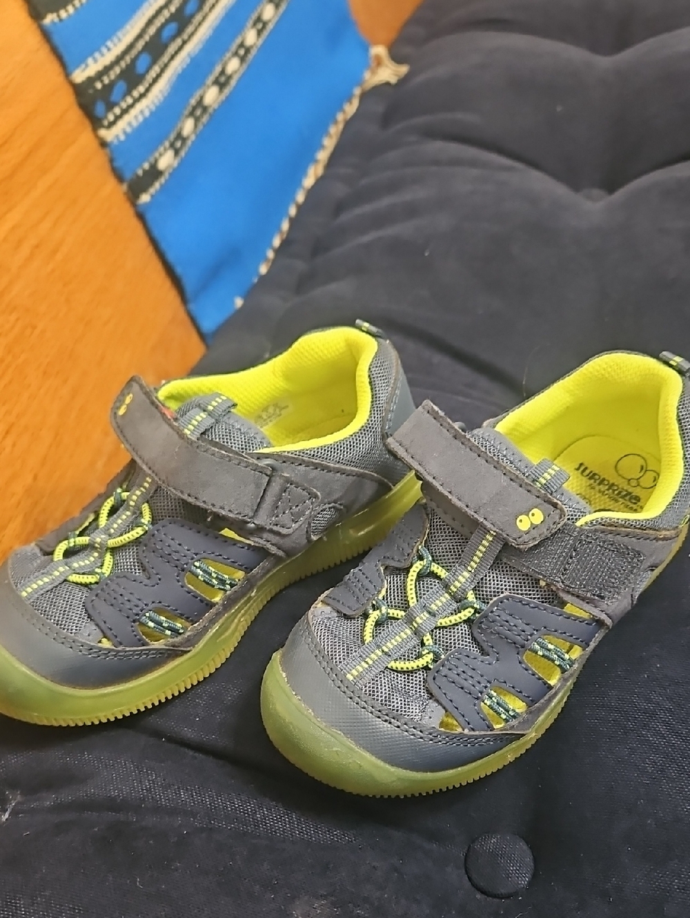 Gray and Lime Kids' Sport Sandals Size 10 Washable